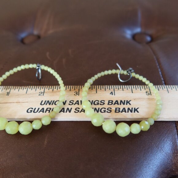 Chan Luu faceted light green jade (?) front facing hoops earrings 2" long drops - Picture 8 of 13